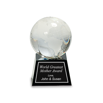 Show details for 3" Crystal Globe on Black Base Picture of 3" Crystal Globe on Black Base