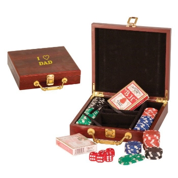 Poker Set Picture of Rosewood Finish 100 Chip Poker Set